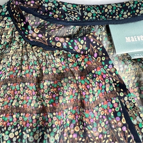 ANTHROPOLOGIE MAEVE Sheer Multi Color 3/4 Sleeves Boho Blouse Top Size S - Picture 9 of 16